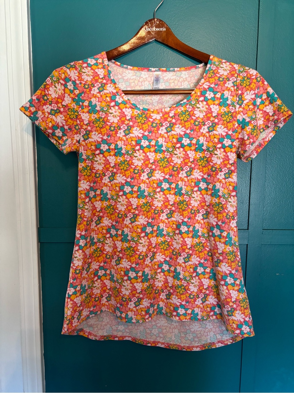 LuLaRoe Pink Floral Short Sleeve Tee Size XS